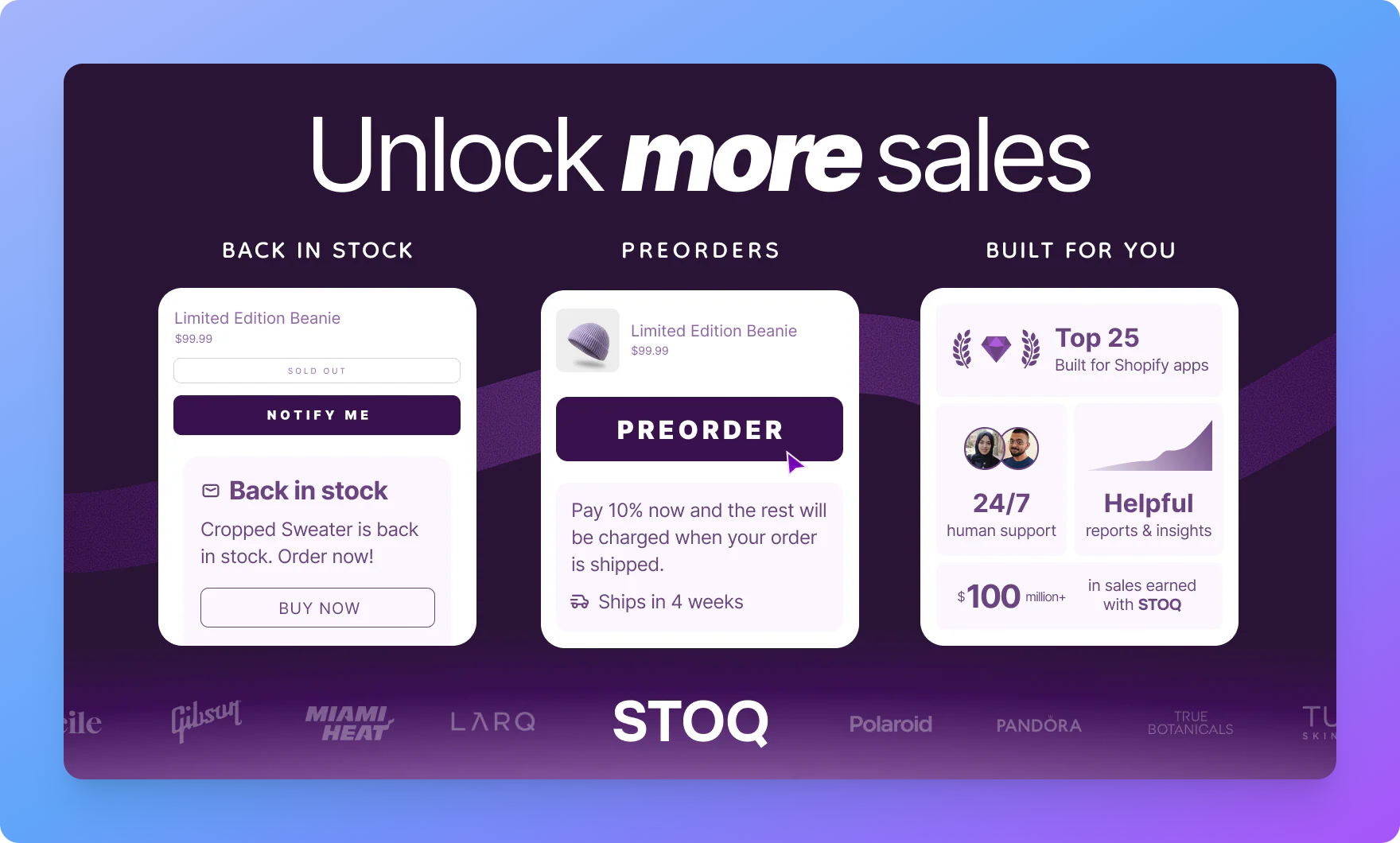 Install STOQ a shopify preorder app banner.