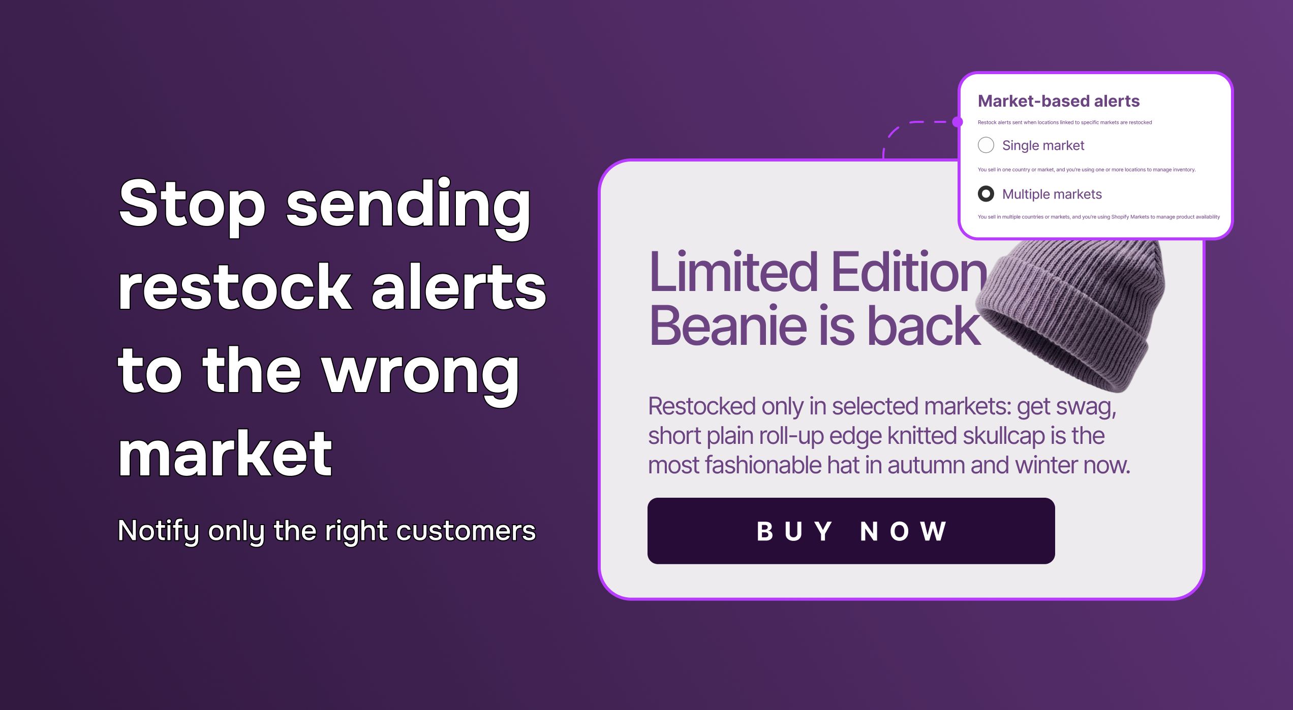 Do tour back in stock alerts work across different Shopify Markets?