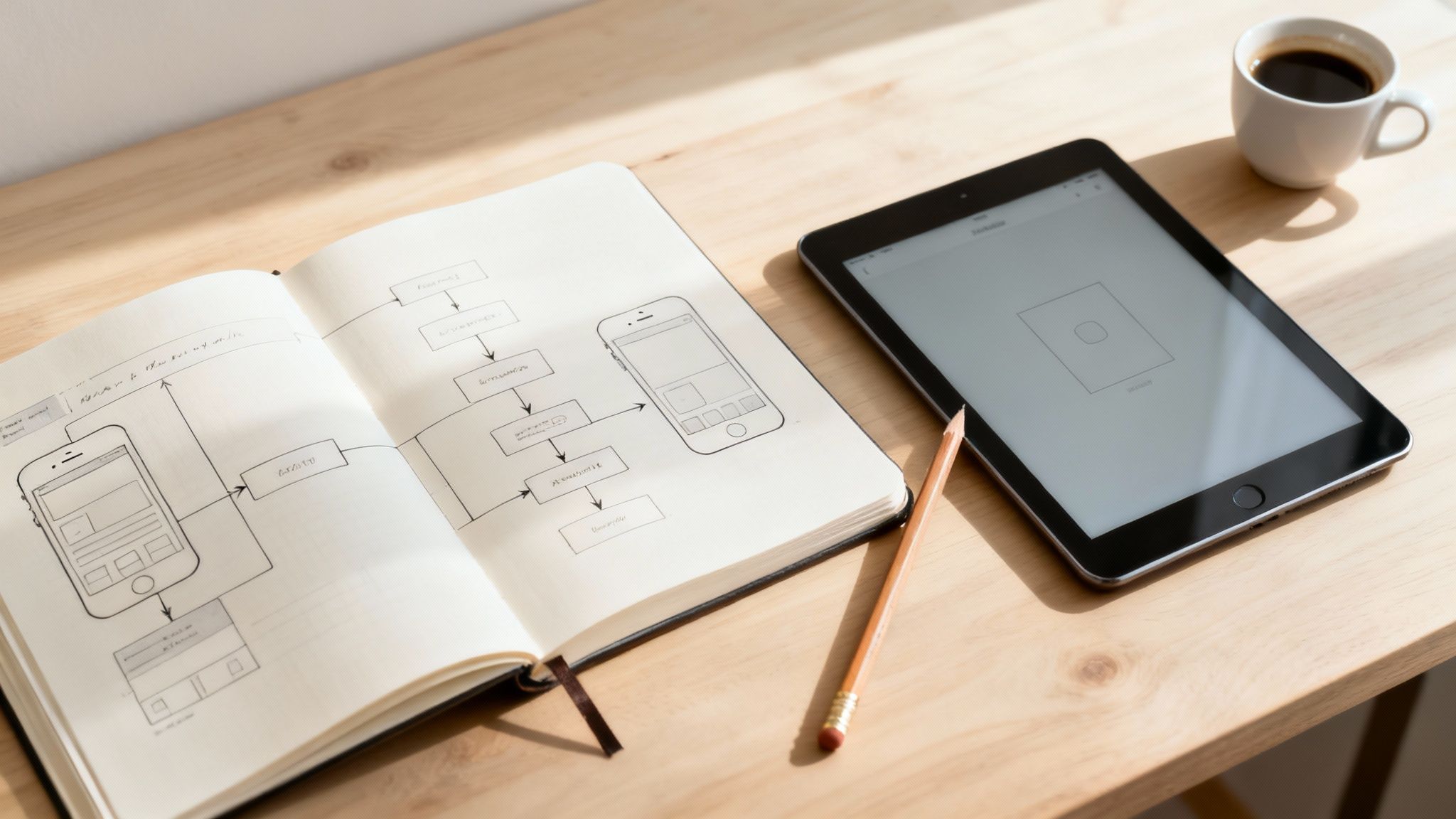 A team collaborating on a whiteboard, creating a blueprint for their bespoke software project.