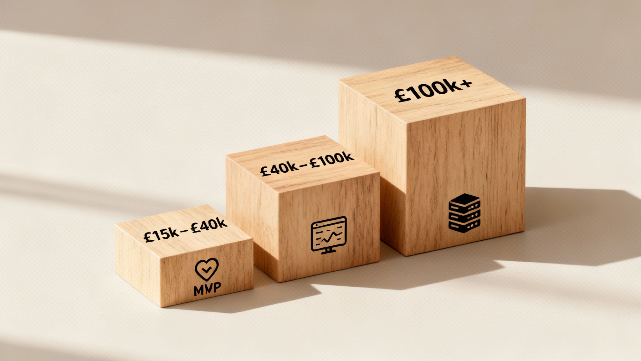 A founder planning out app budget scenarios on a digital whiteboard.