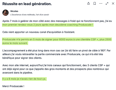 Victoire client Produscale