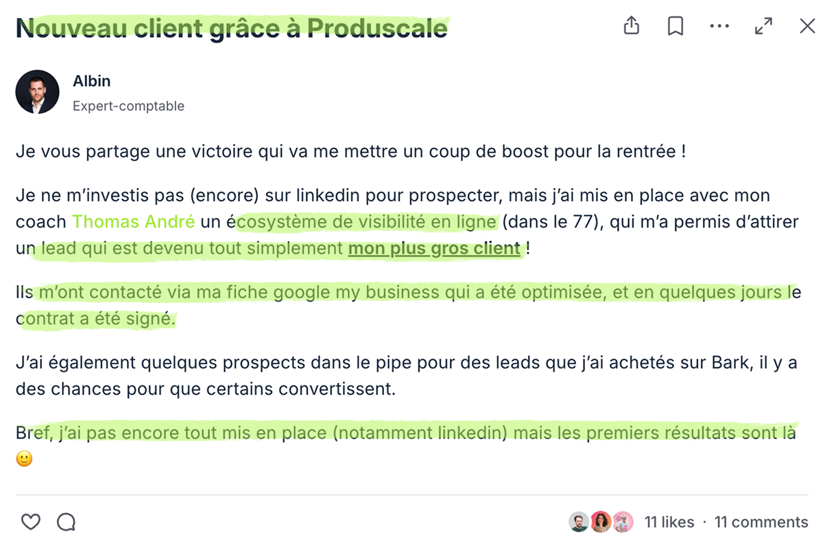 Victoire client Produscale