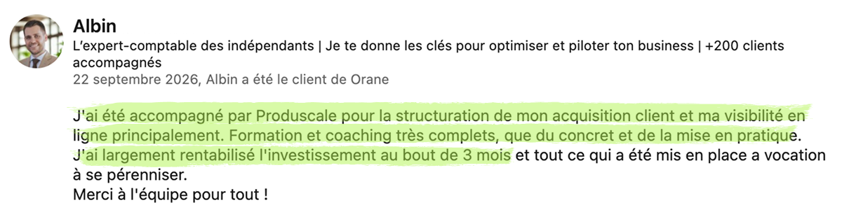 Victoire client Produscale