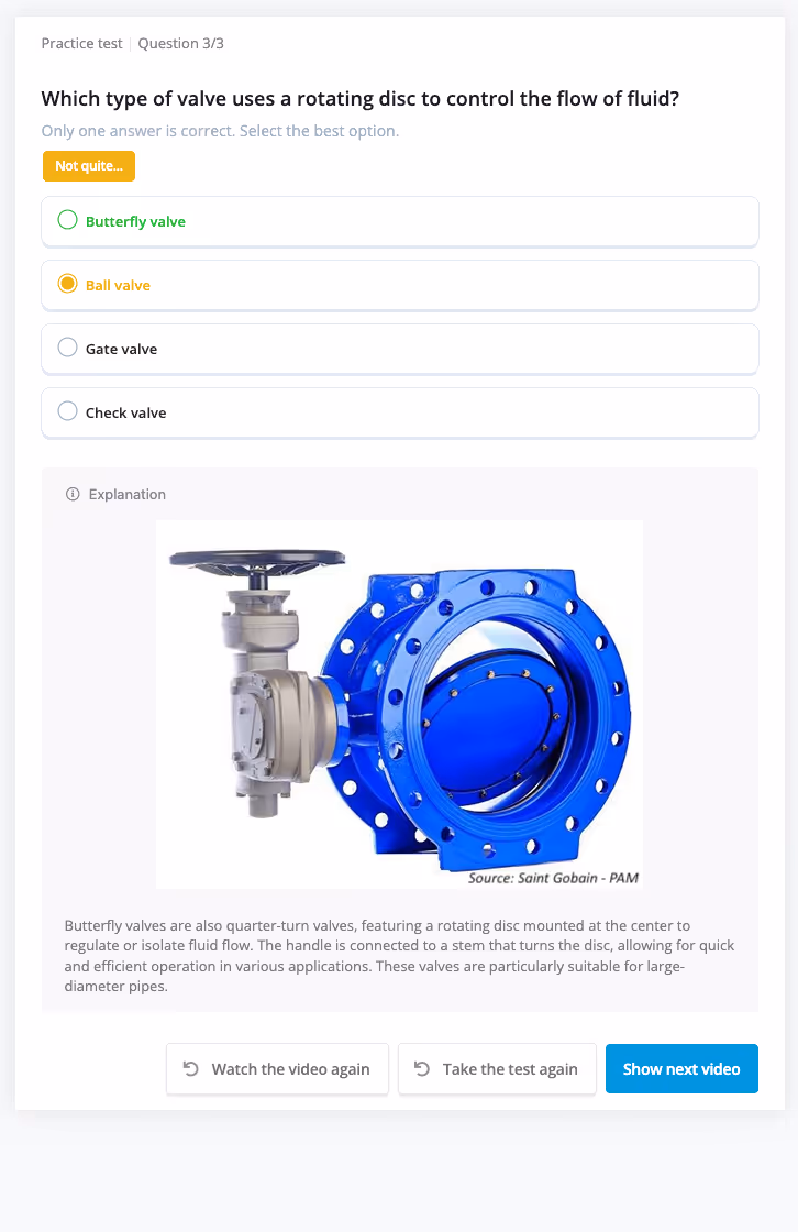 practice test butterfly valve