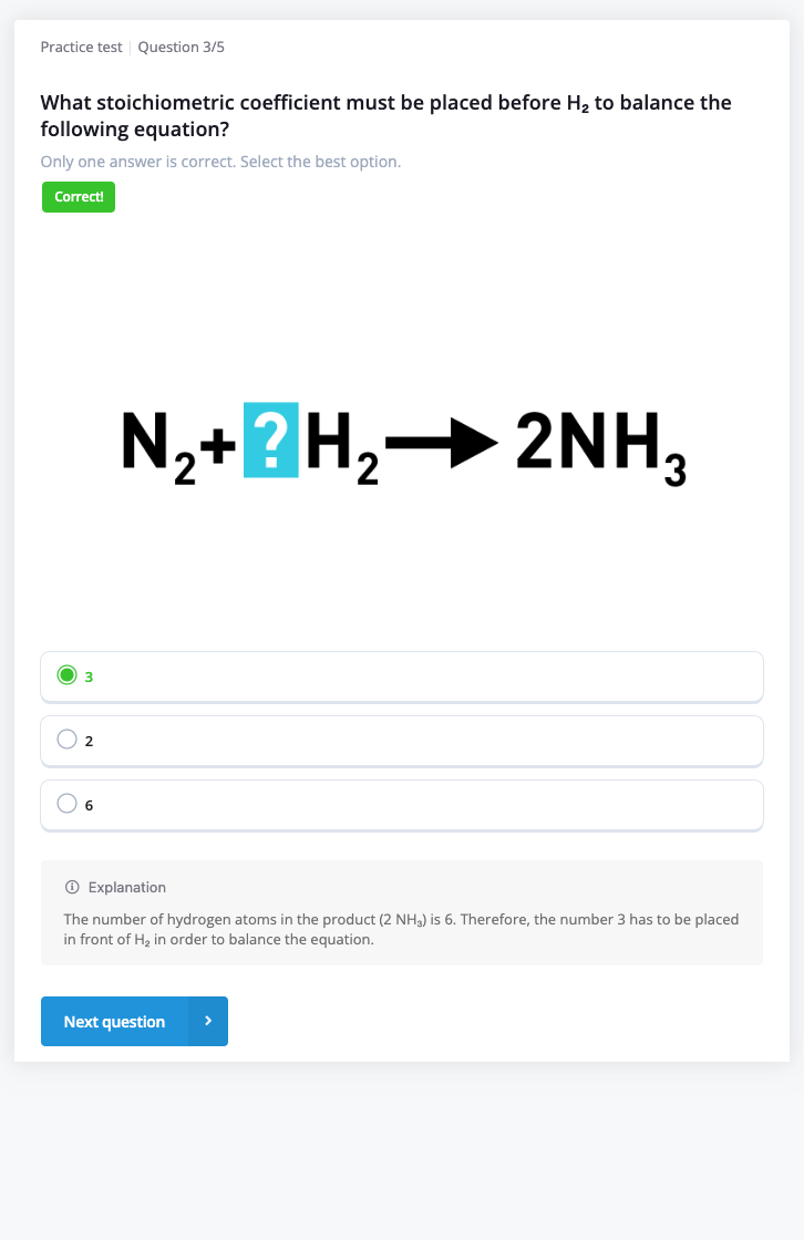 practice test chemistry equation operator