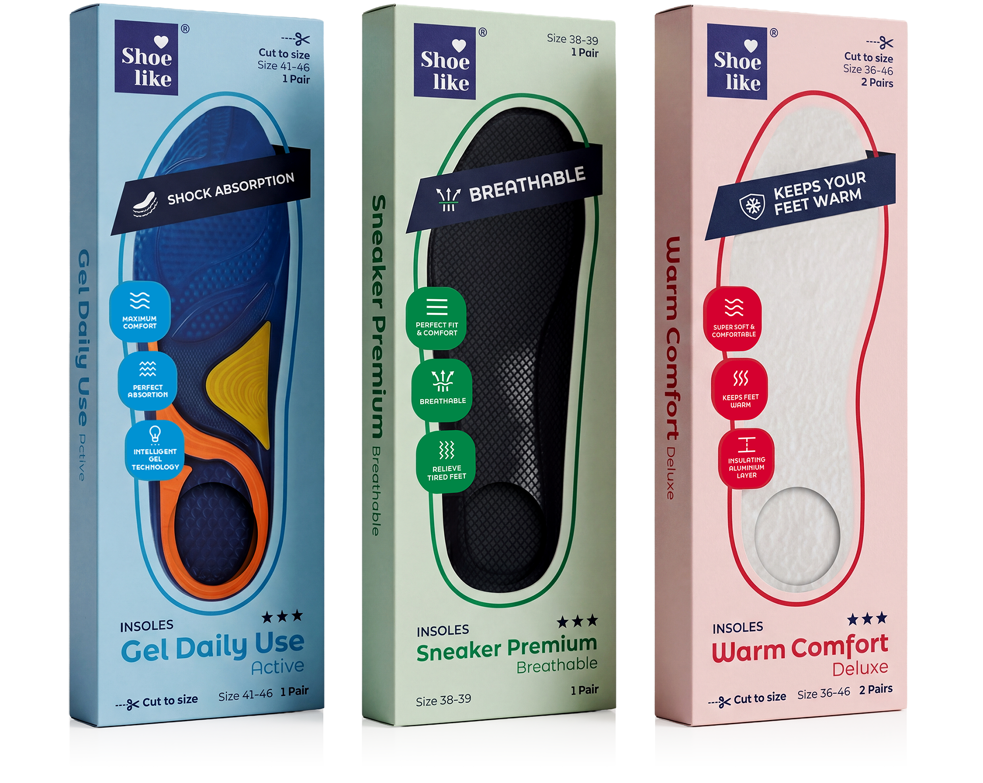verschillende Shoelike verpakkingen met nieuw design