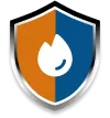 Blue and orange shield logo with water droplet symbol
