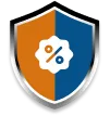 Shield icon with percentage symbol representing discount or protection