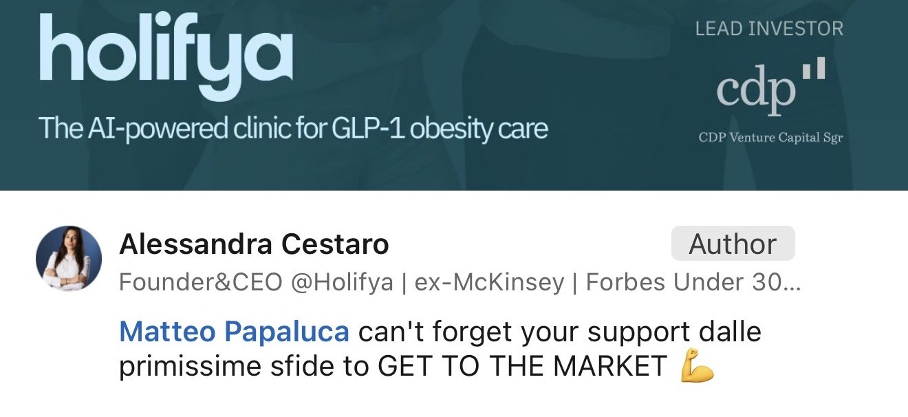 Holifya 2M euro round announcement with a comment by founder Alessandra Cestaro