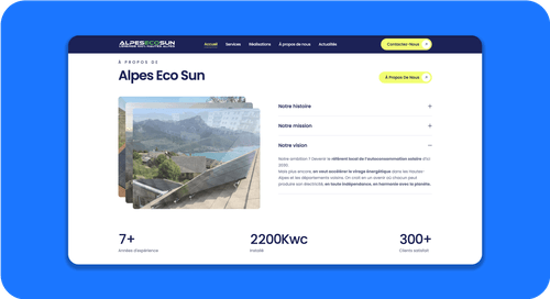 Création du site web Alpes Eco Sun, expert en énergie solaire, grâce à Webflow