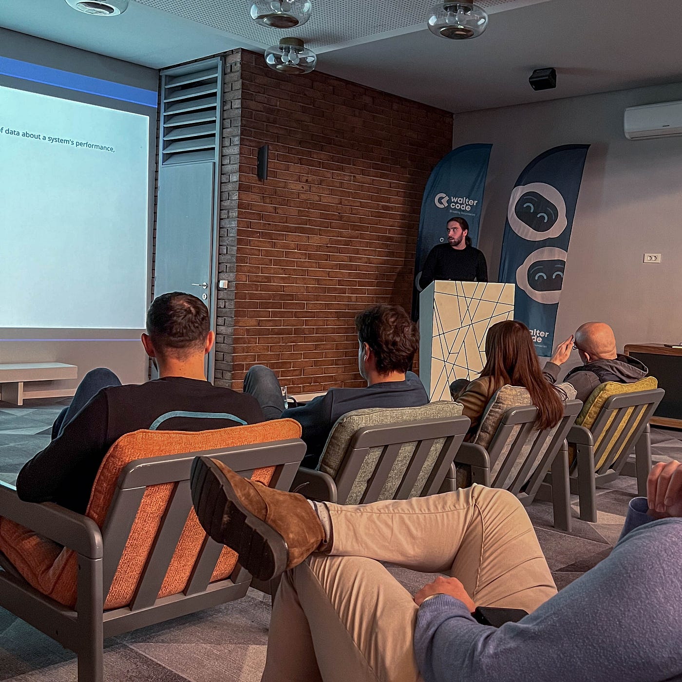 Team members focused on a presentation or discussion