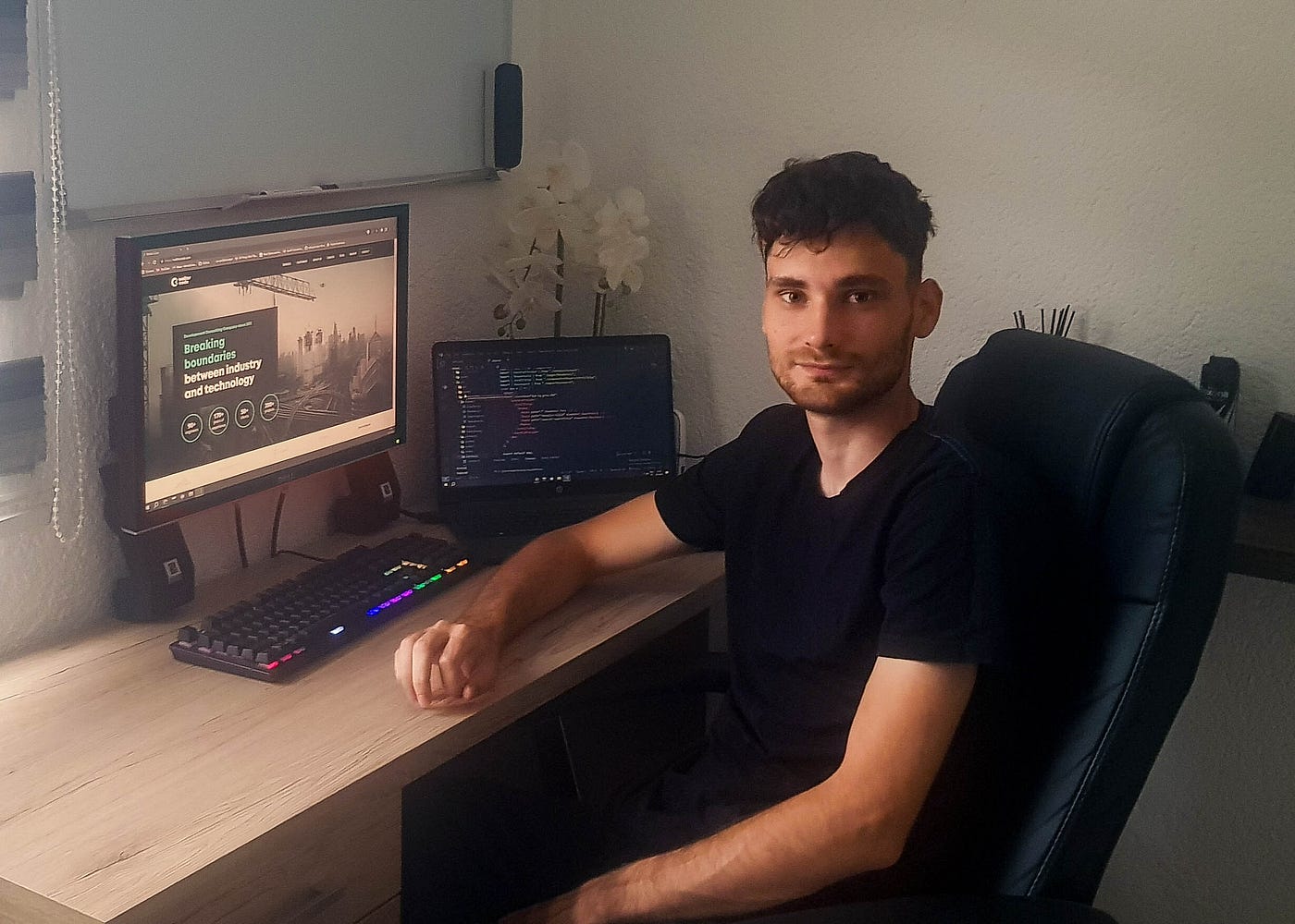 Remote intern focusing on tasks while using a computer