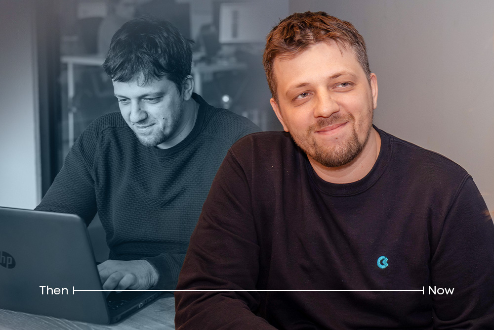 Employee posing and smiling for a blog post cover image