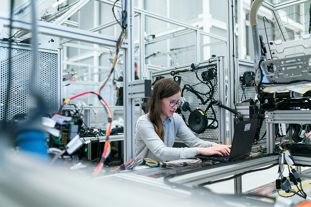 Woman focused on her tasks while working at her desk