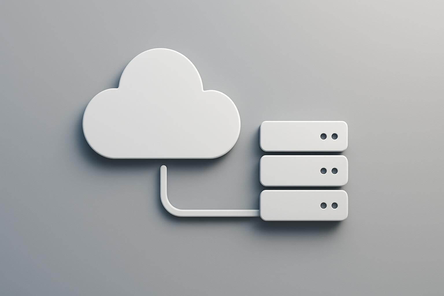 A white cloud shape connected by a line to three rectangular blocks on a gray background.