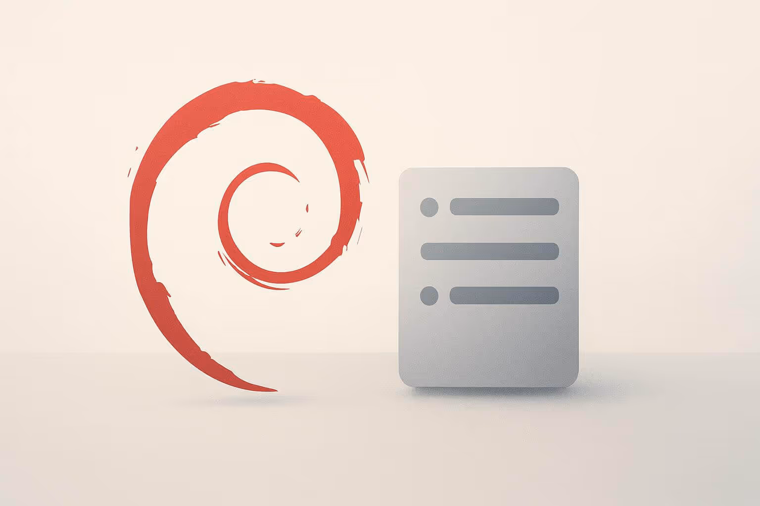 A red spiral design is shown next to a gray square with three horizontal lines and circles.