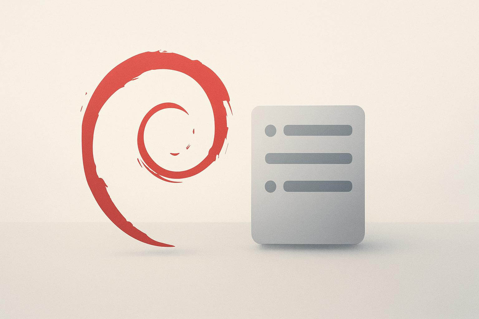 A red spiral design is shown next to a gray square with three horizontal lines and circles.