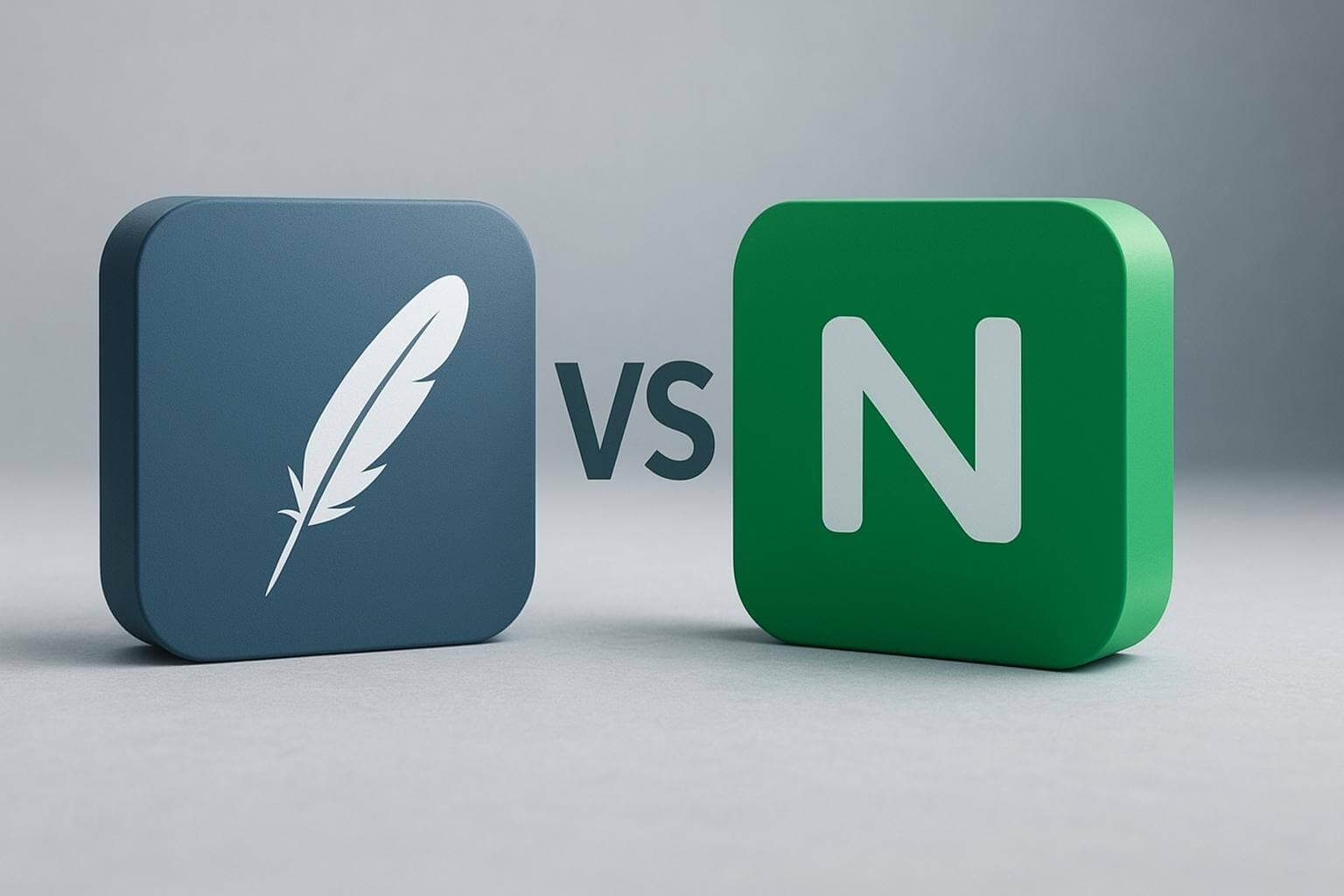 A blue square with a white feather icon faces a green square with a white letter N, separated by the letters VS.