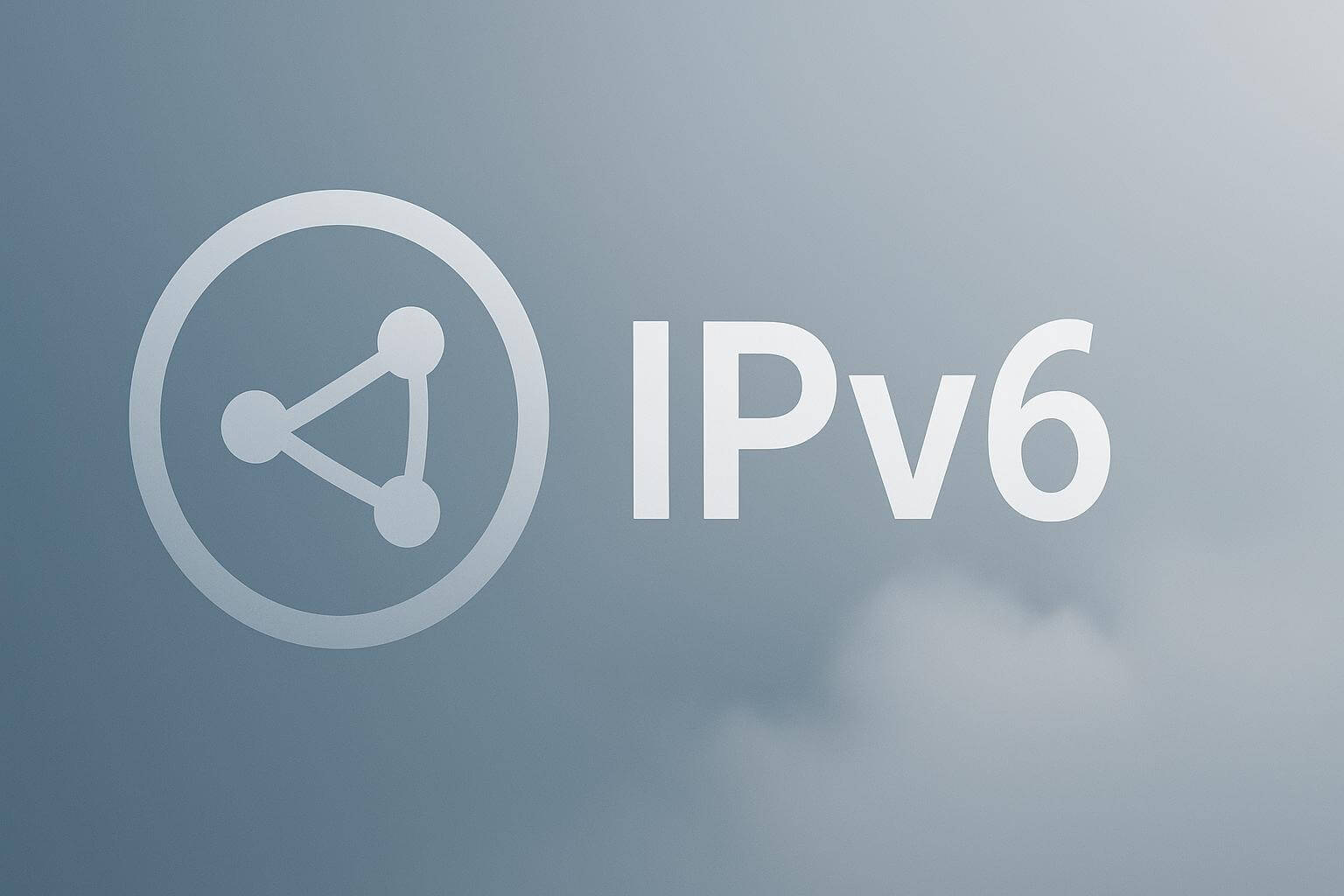 The text IPv6 appears next to a circular icon with three connected dots on a grey background.