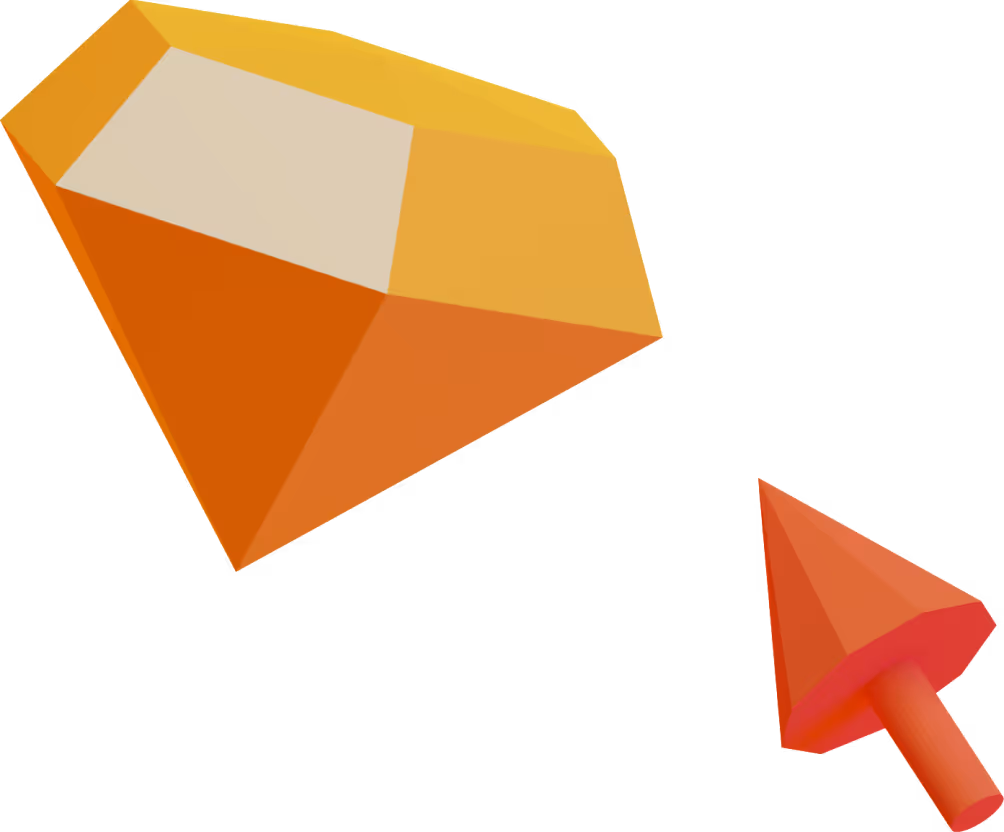 Illustration of cursor interactions with yellow and orange geometric shape
