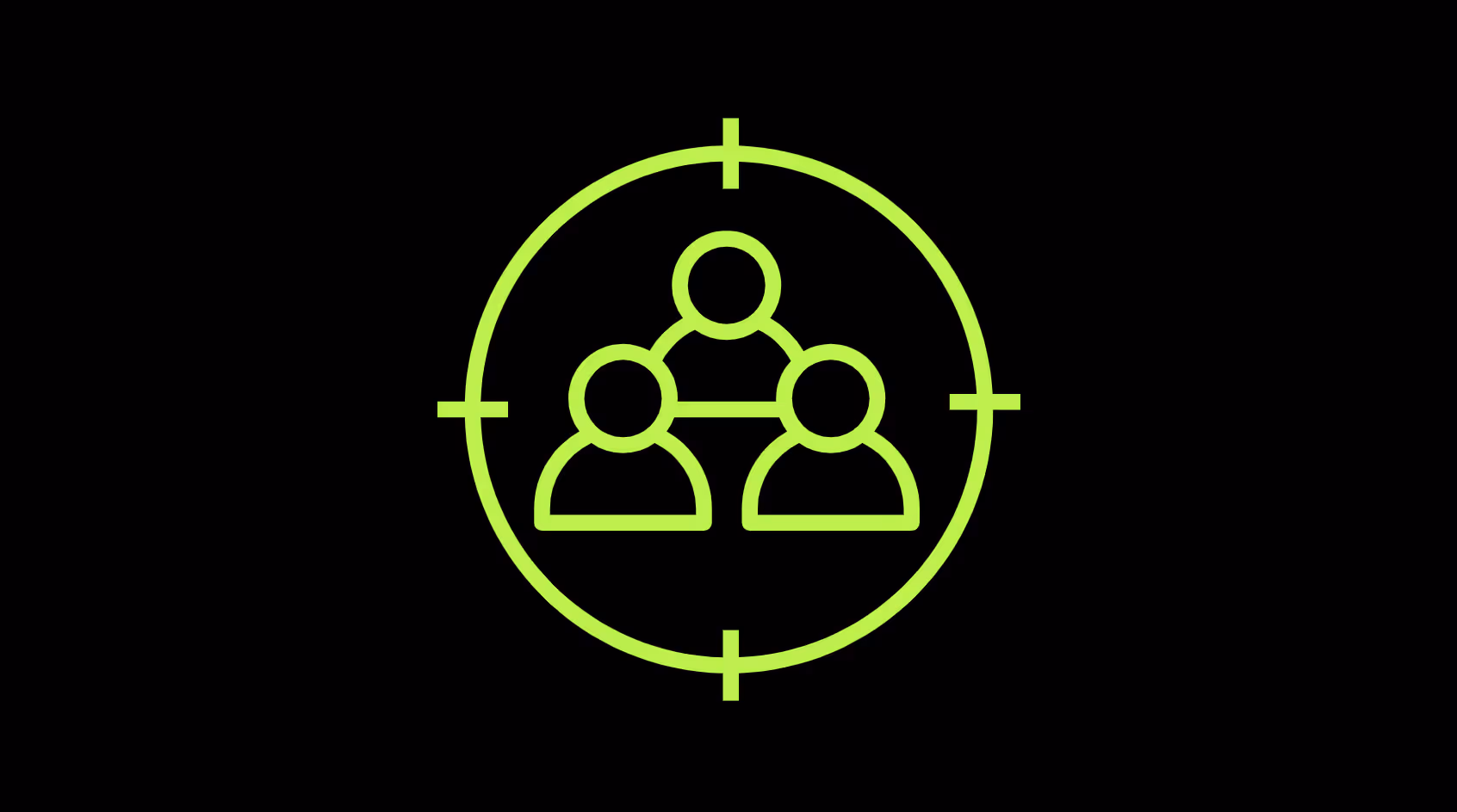 Icon representing designer portfolio with target audience with three people inside.