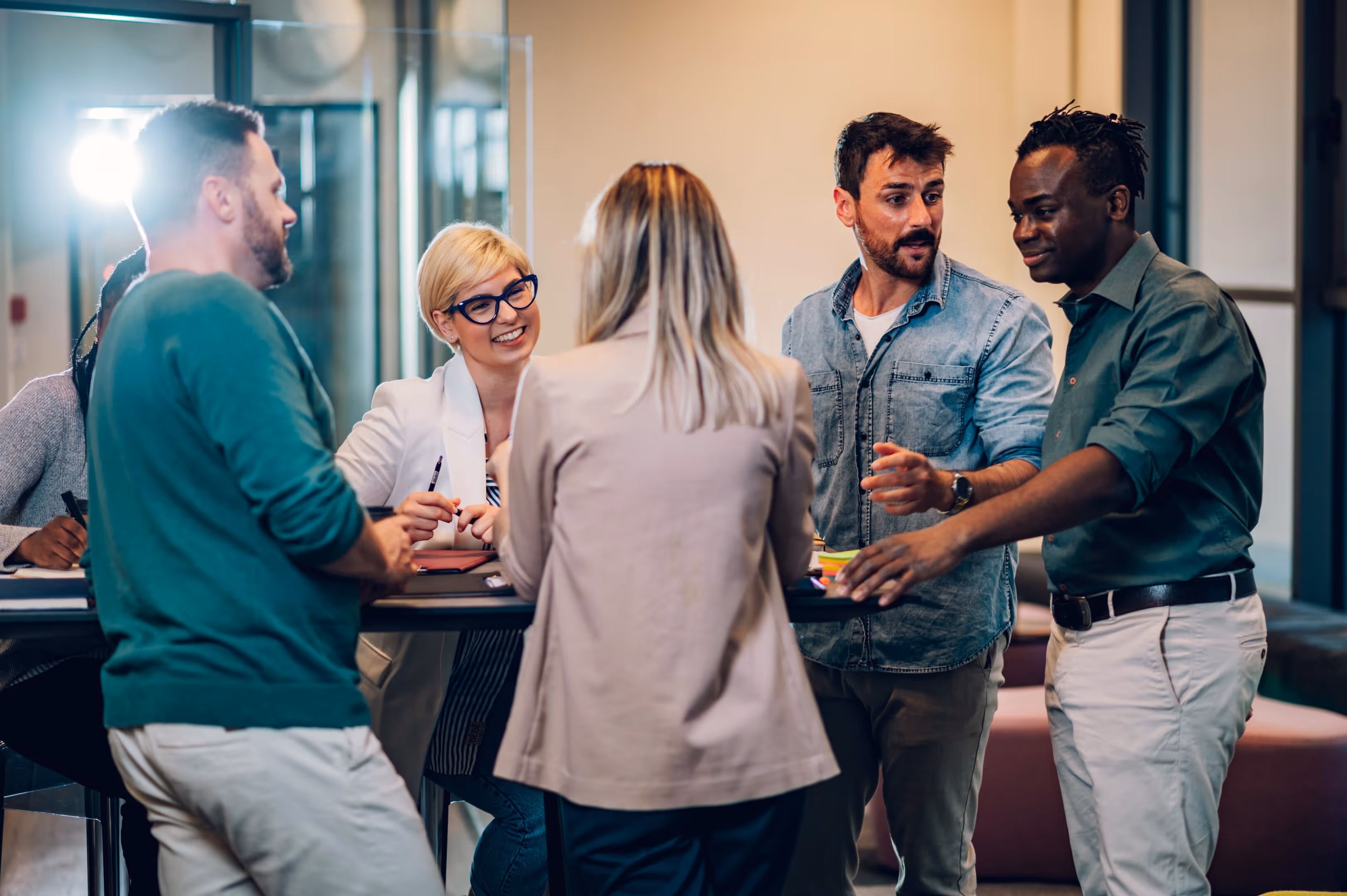 A team / group collaborating on a project