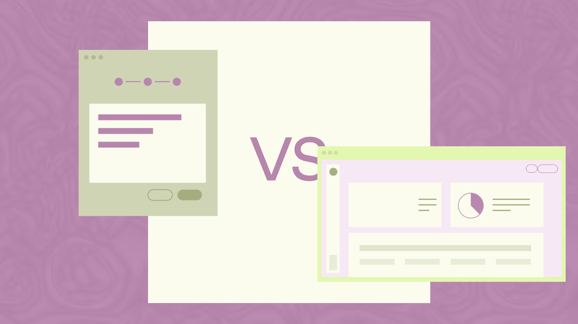 Illustration skill required by comparing two different website layouts with 'VS' in the center.