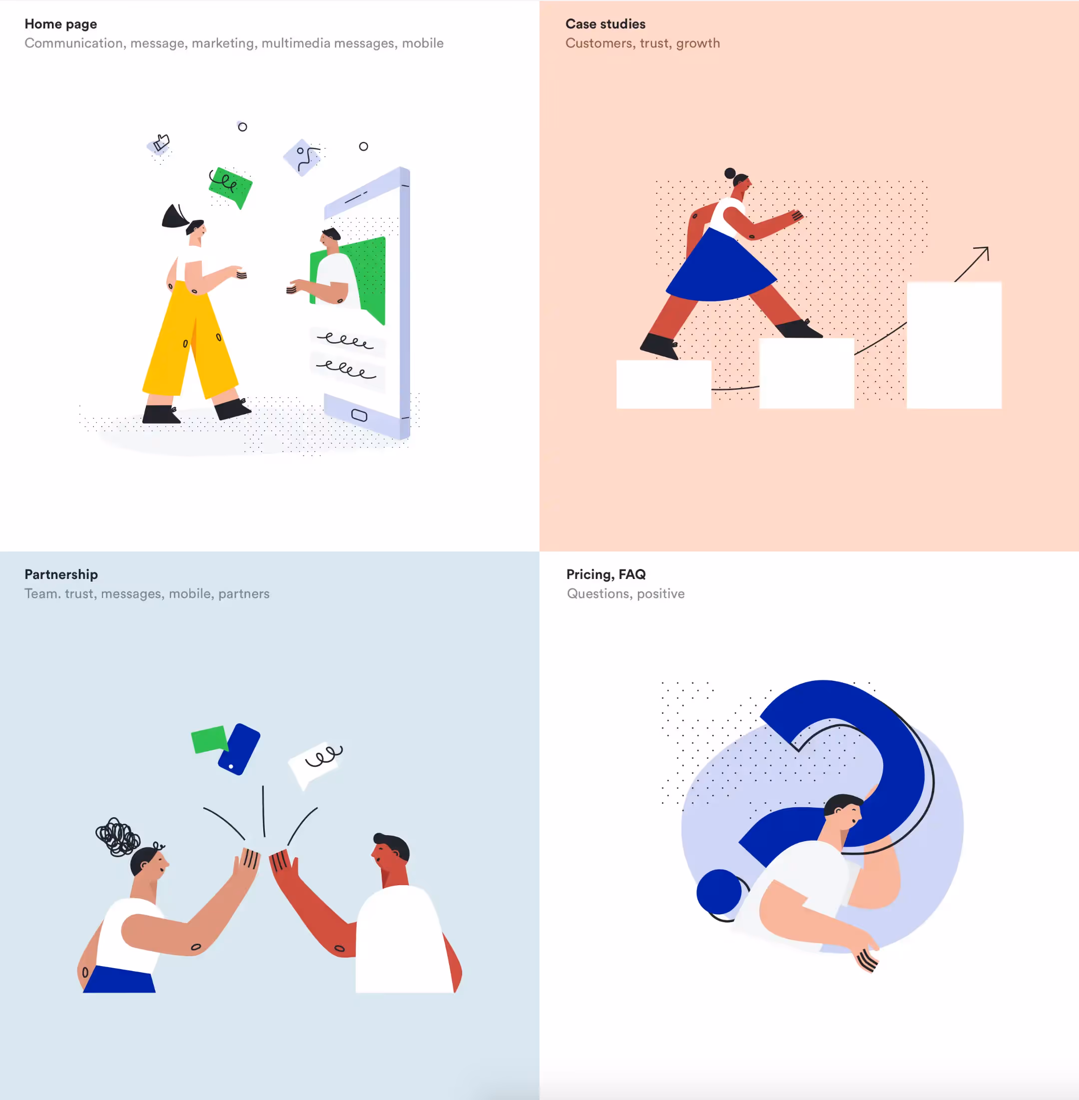 Illustration Telling a story showing four sections