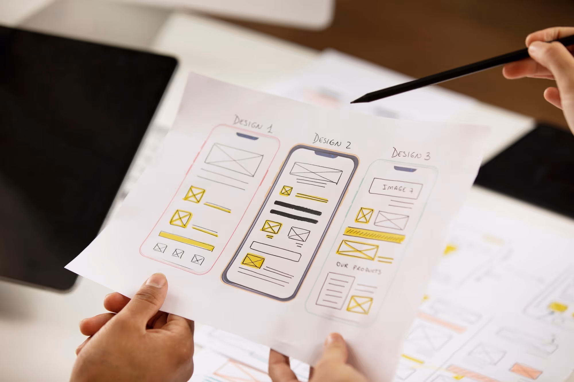 Navigation layout at a wireframing stage