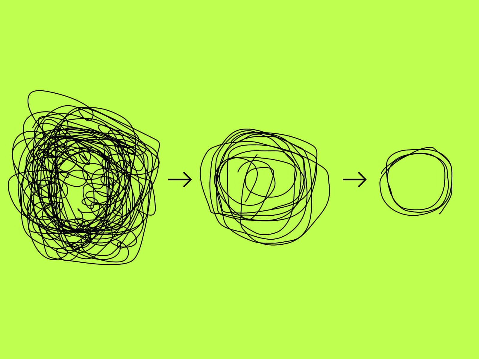 Illustration showing three stages of simplicity