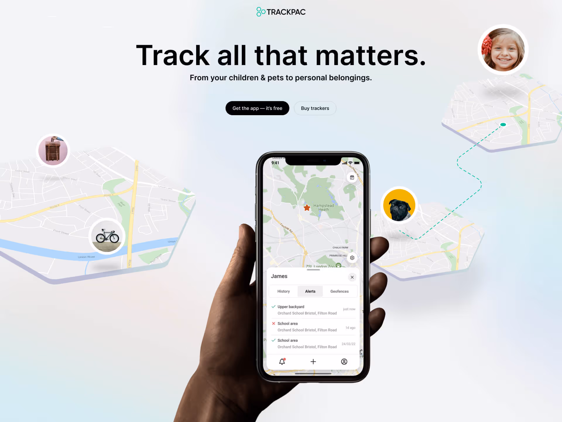 TrackPac app screen representing user experience