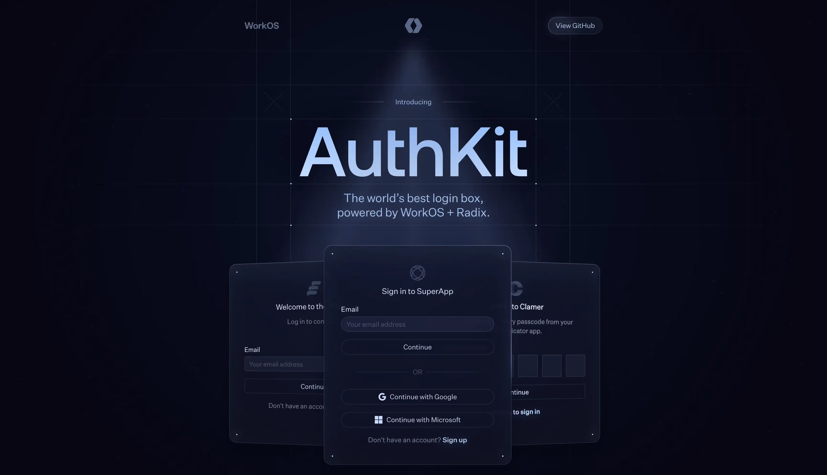 AuthKit homepage introducing the world's best login box