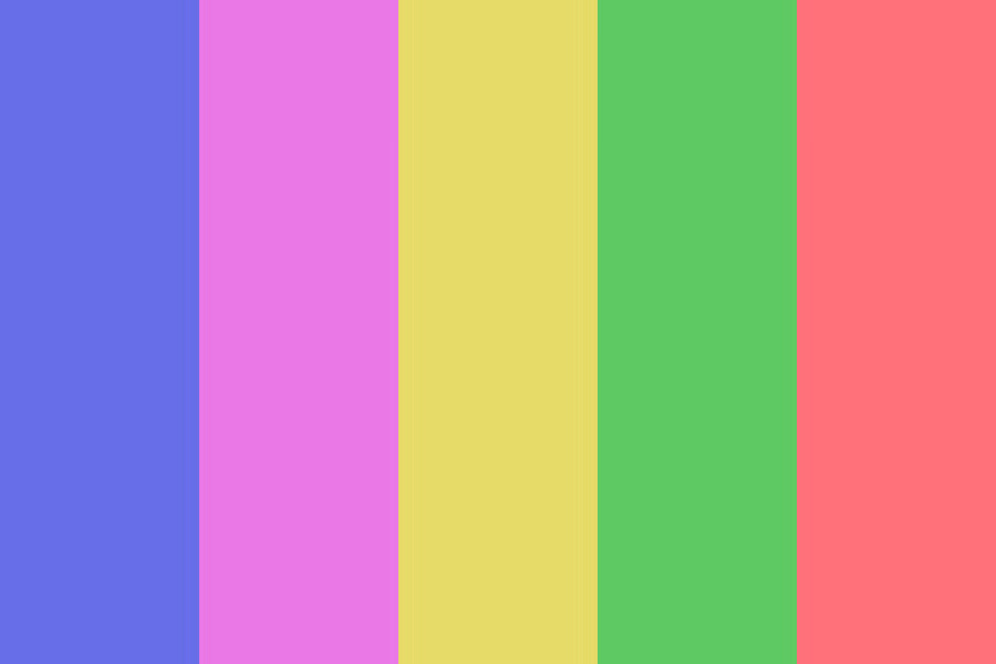 Blue, pink, yellow, green, and red stripes illustration of tetradic color scheme