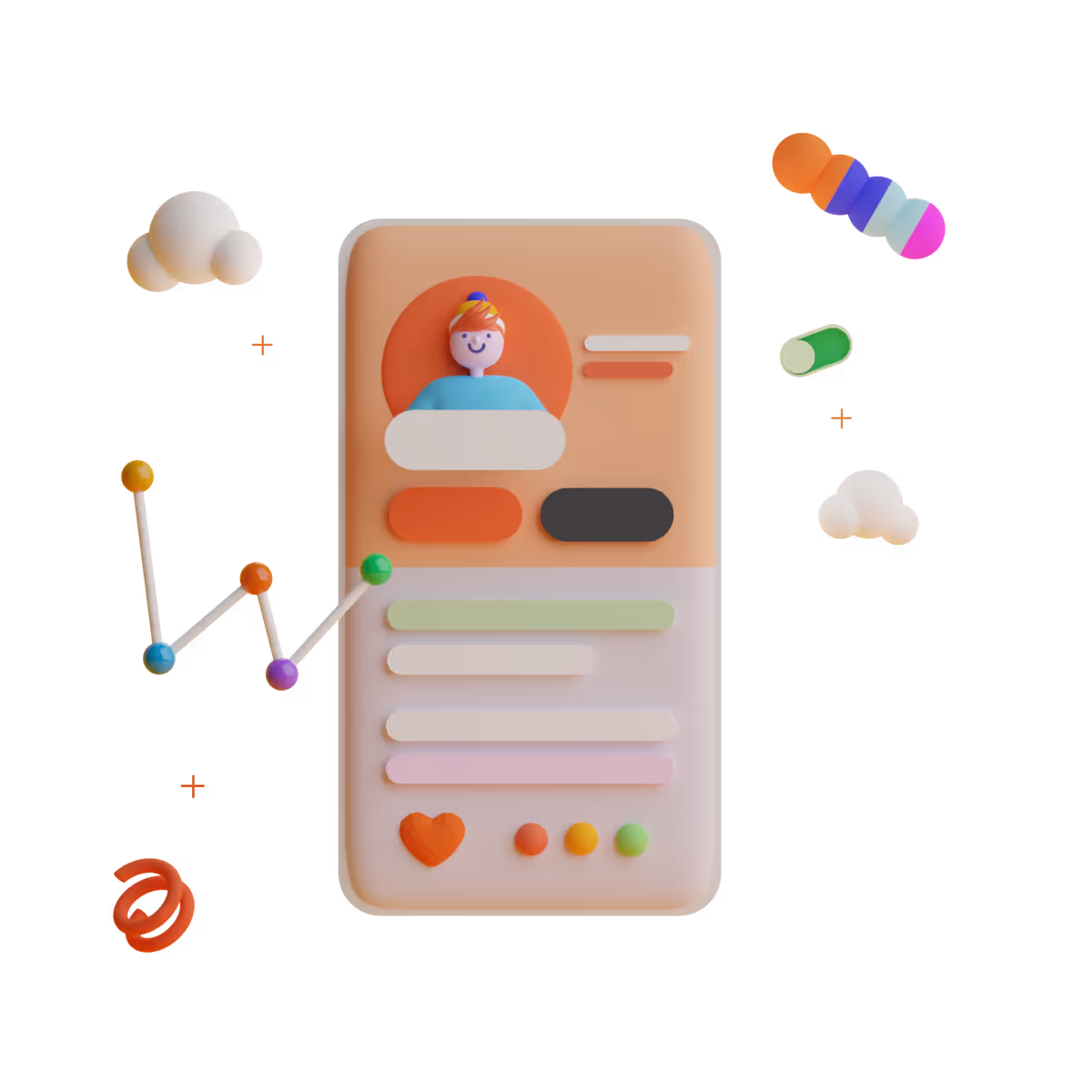 Illustration new perspective on design with colorful mobile interface
