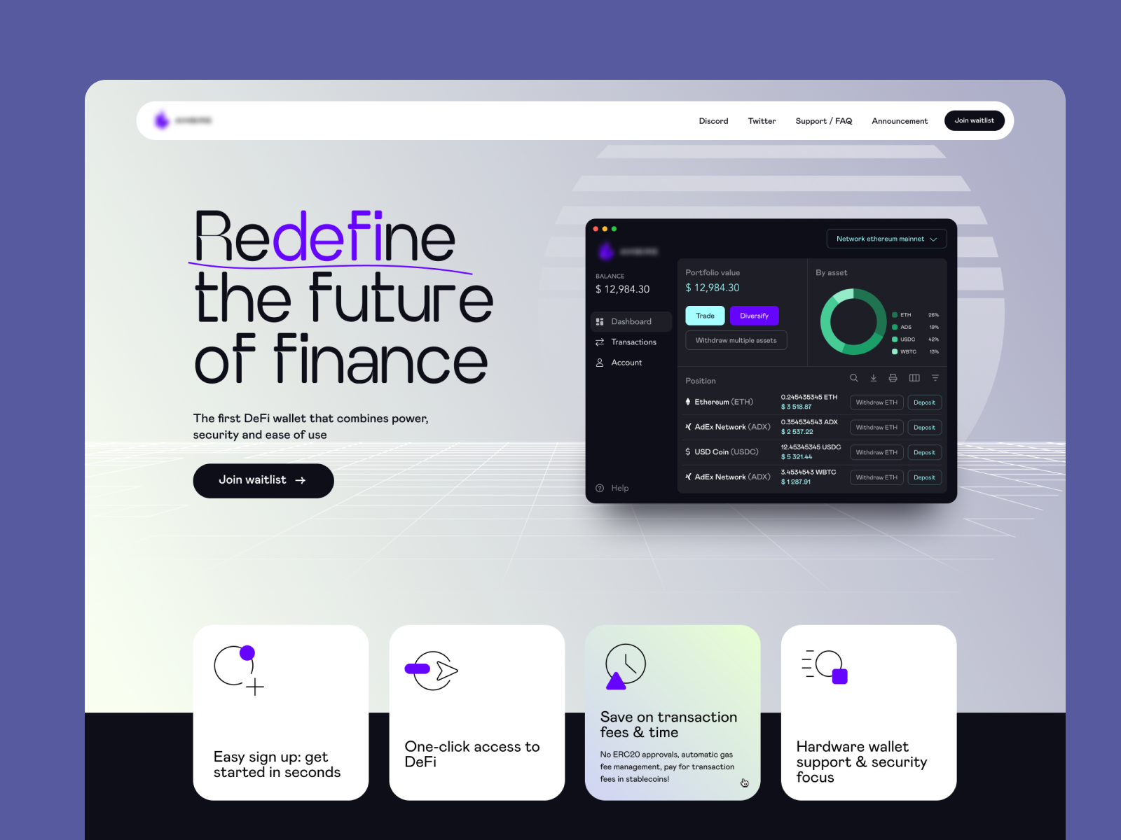 Another concept website design with accent purple color