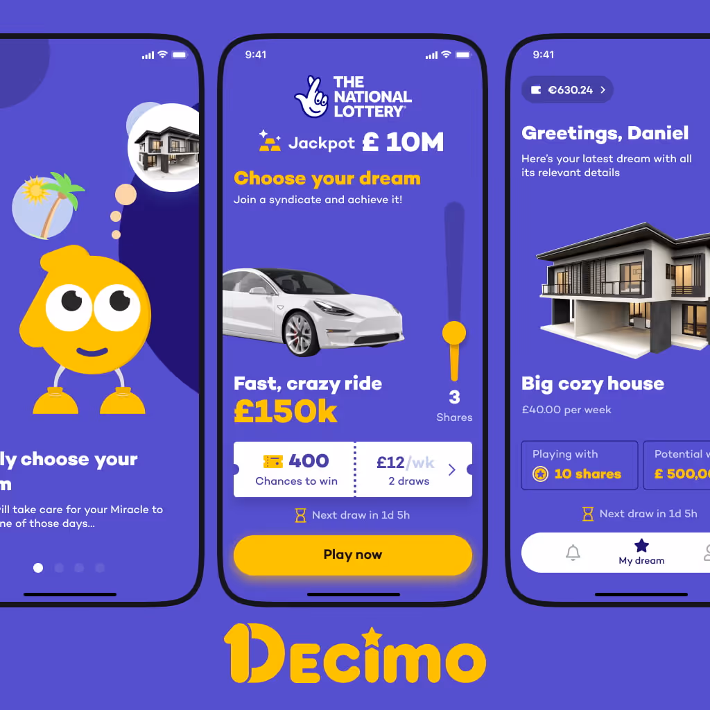 Mobile app we designed for project called Decimo.