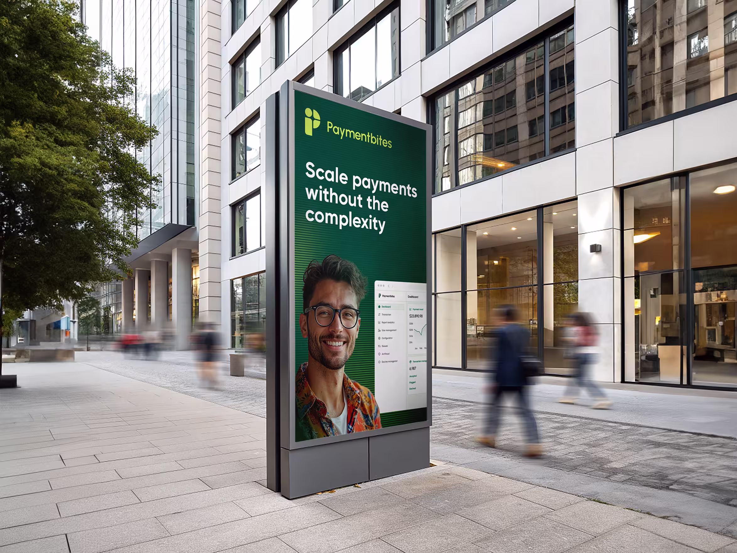 Paymentbites branding realistic billboard