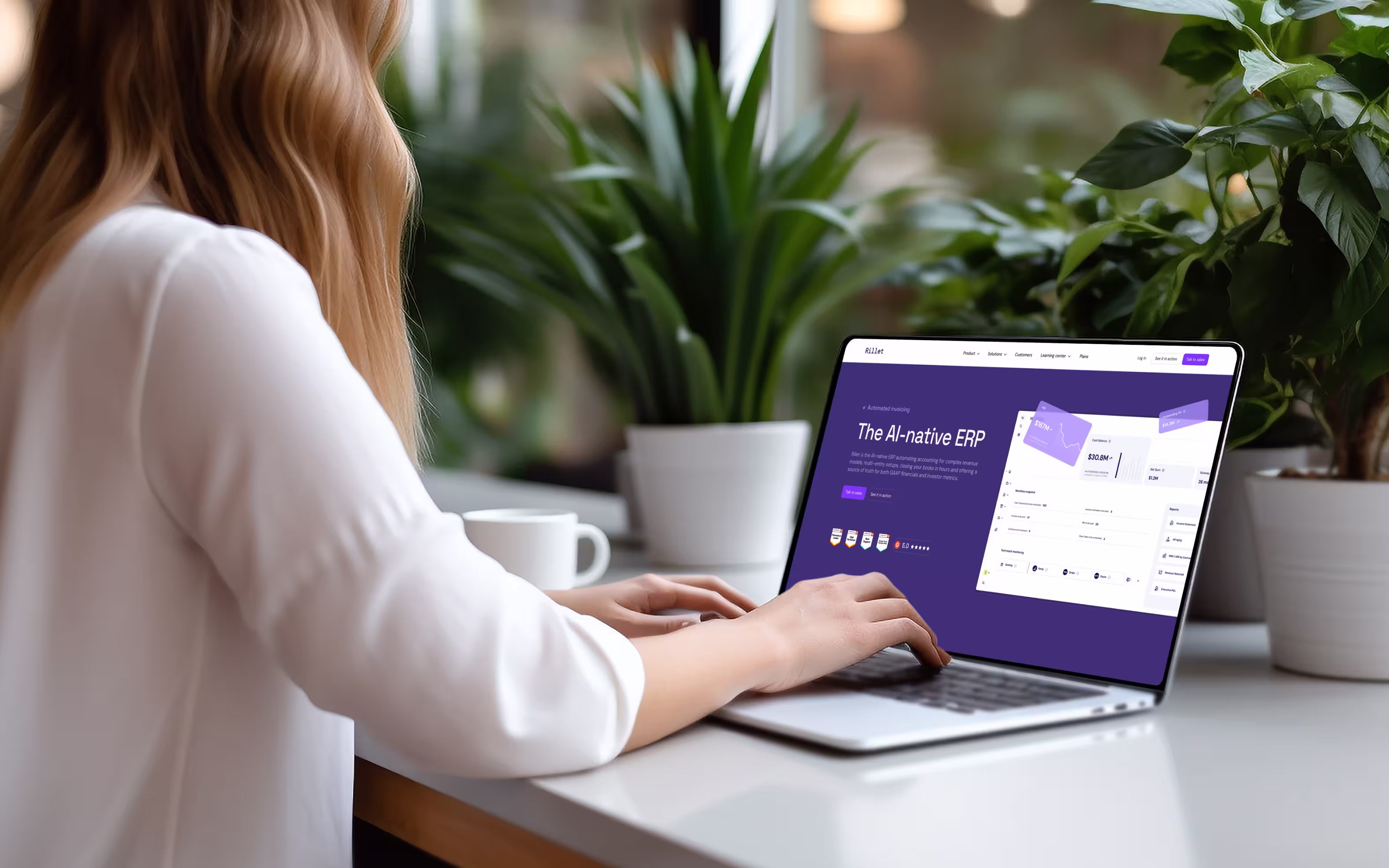 Rillet website mockup on laptop