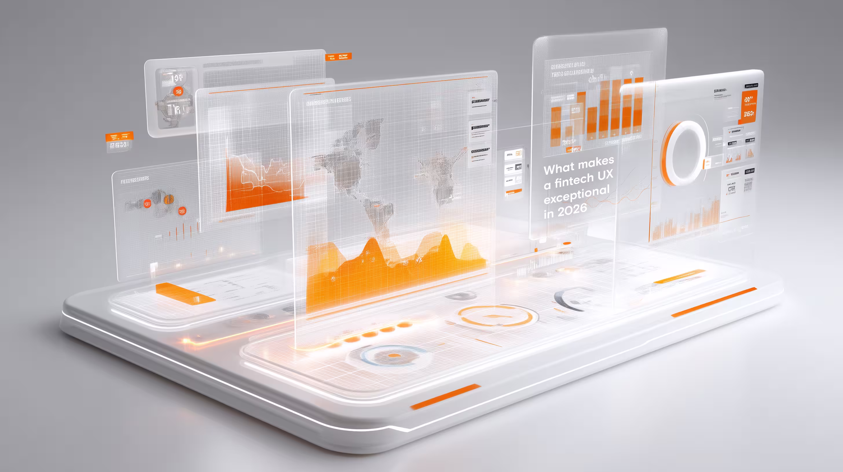 Futuristic 3D interface from the future with flying cards and UI elements