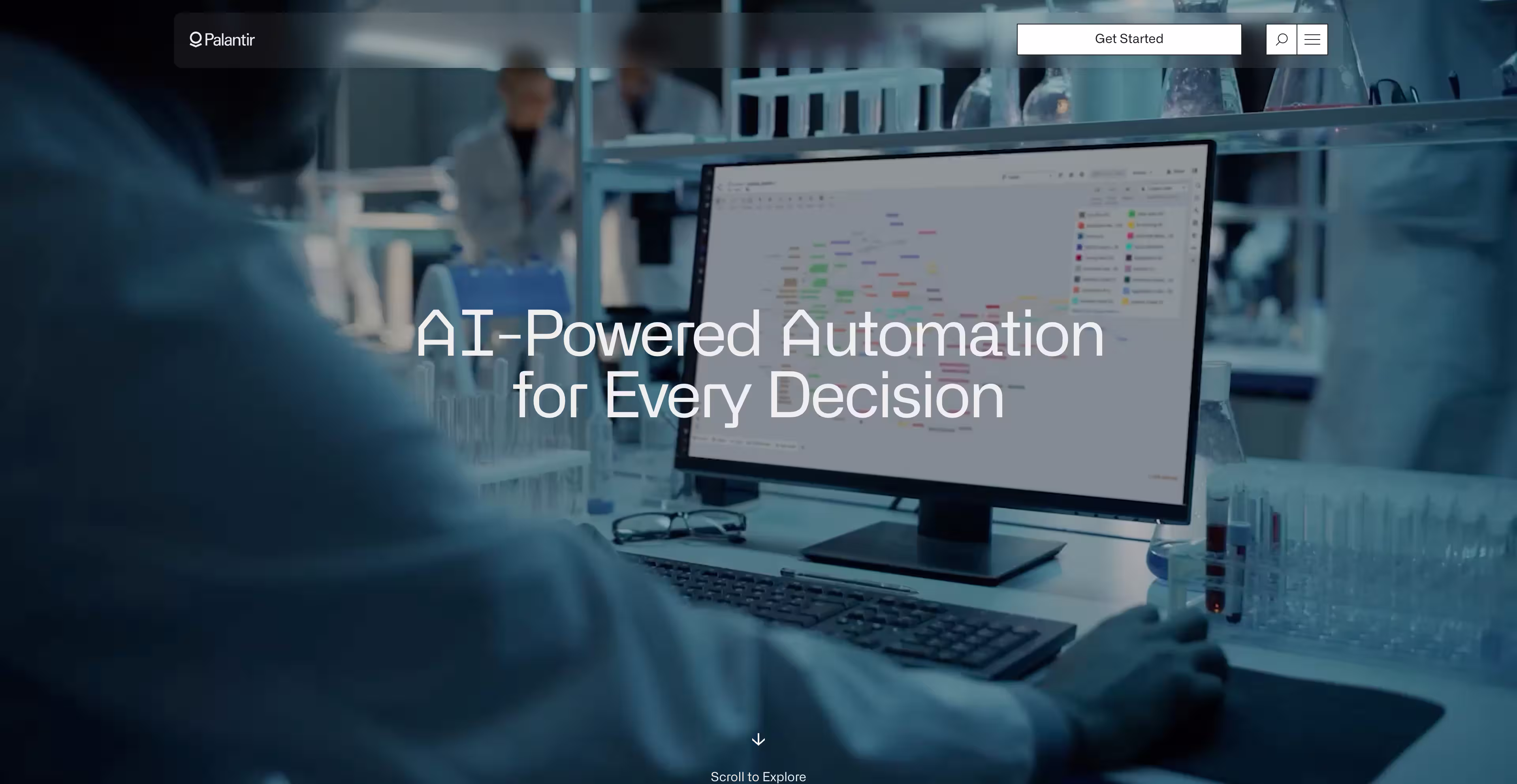 Palantir enterprise SaaS website example showing mission-critical software