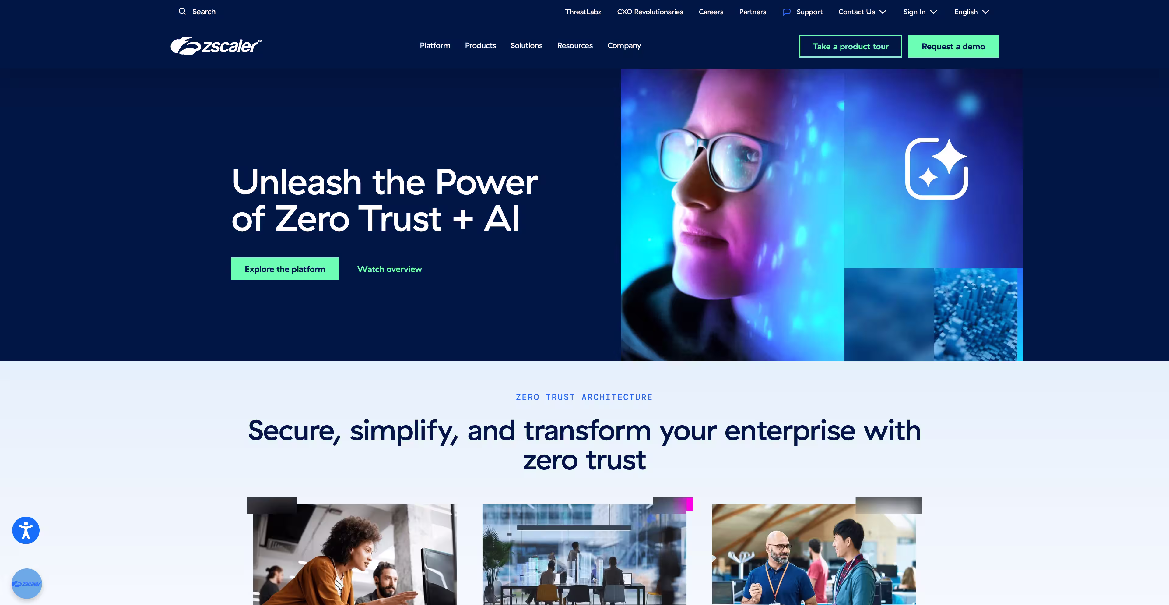 Zscaler SaaS website example demonstrating cloud security positioning