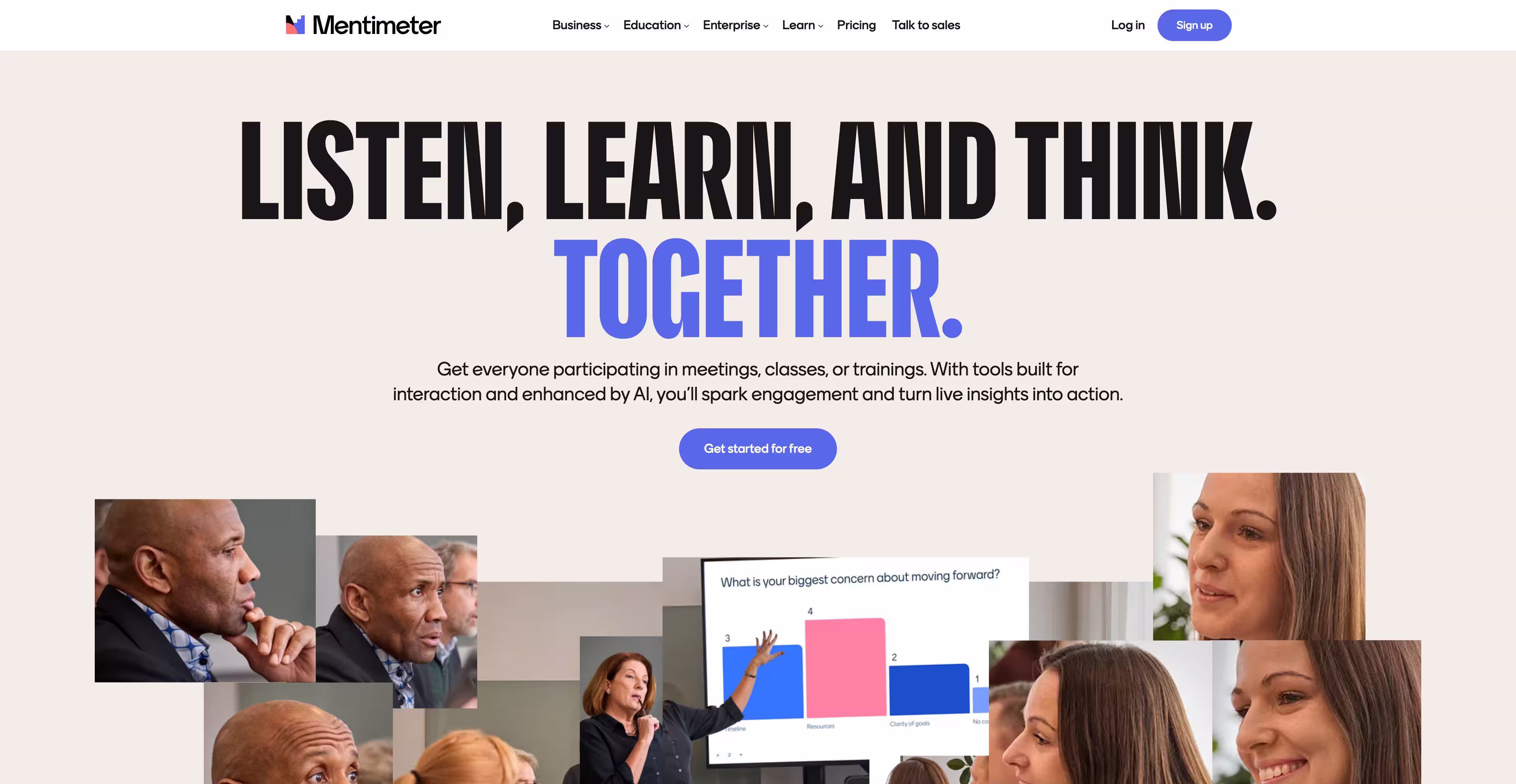 Mentimeter SaaS website example for audience engagement and live interaction
