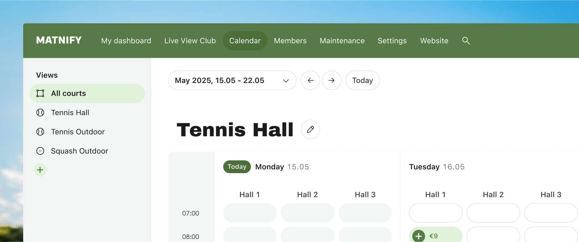 User Interface Design Sport Club Management System