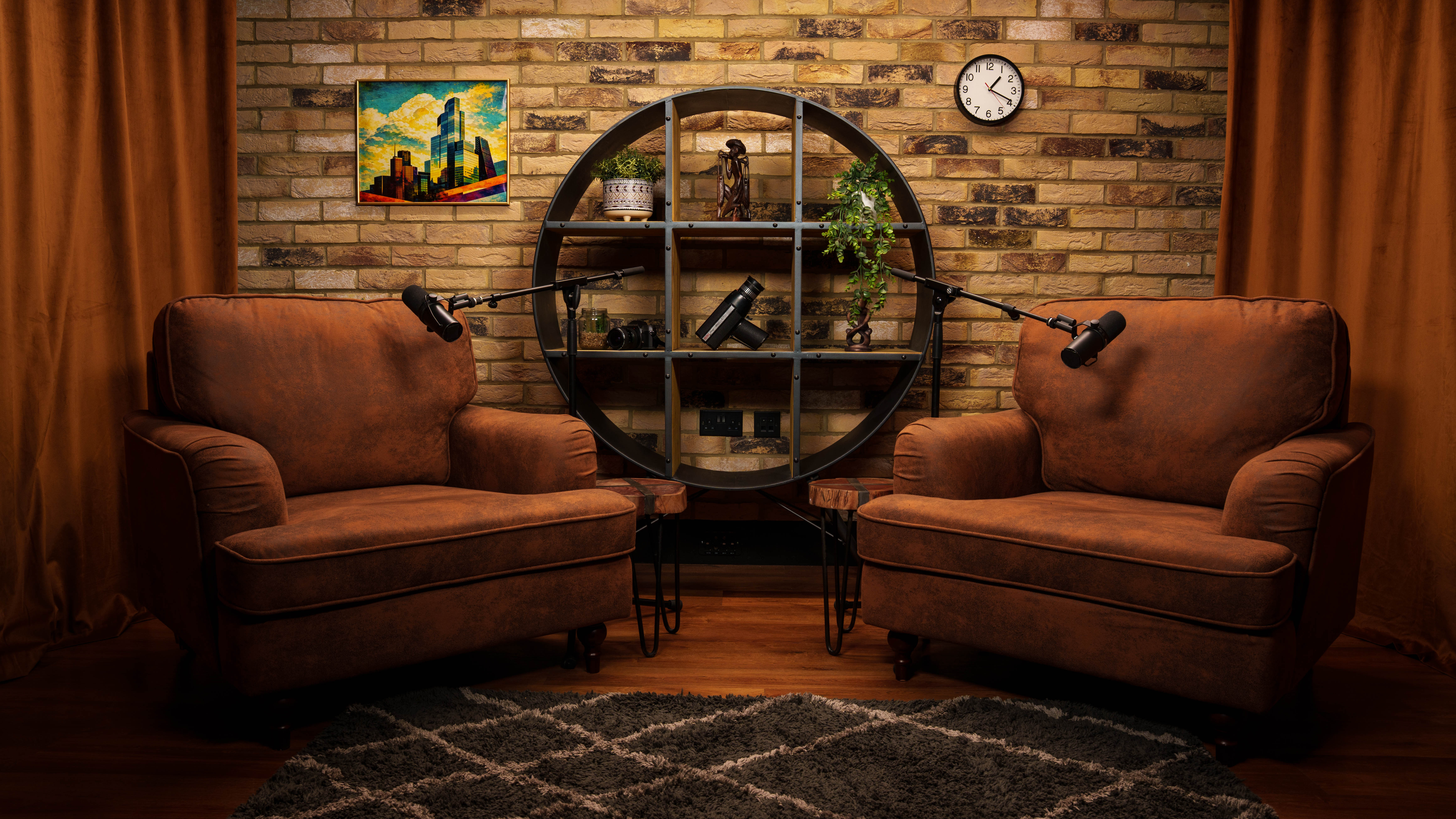 The Founder studio, brown armchair set