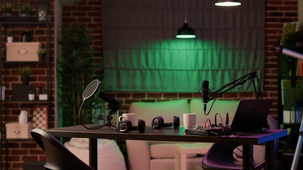 podcast set up relaxed