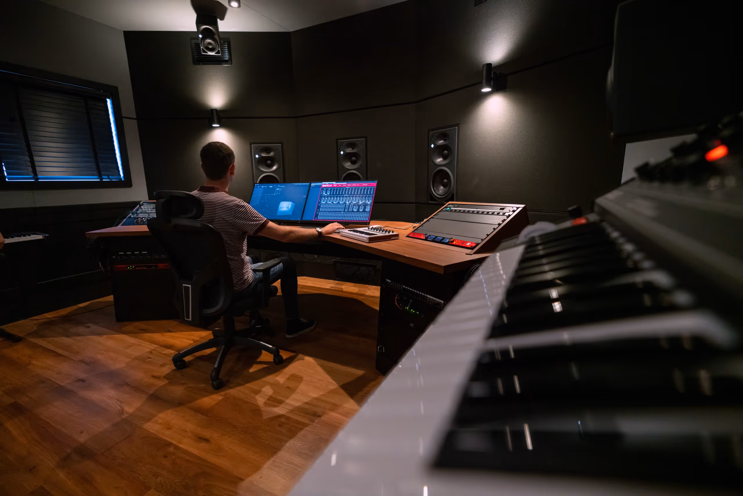 mastering engineer in professional studio
