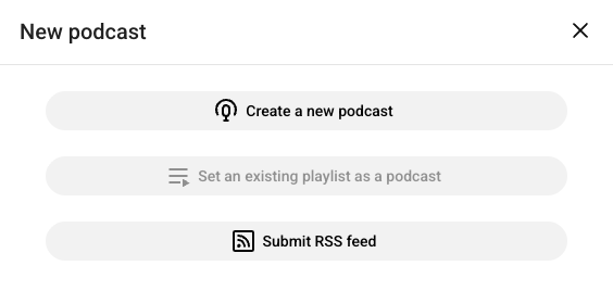 create new podcast youtube buttons