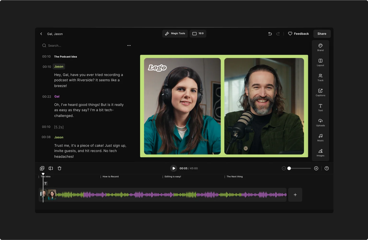 riverside editing software podcast