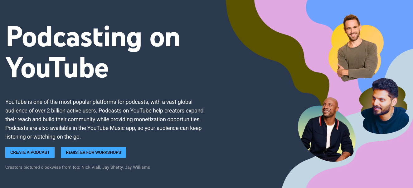 create a podcast on youtube first screen