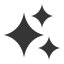 Quatre étoiles scintillantes noires de différentes tailles.